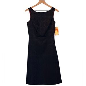 Sangria Missy Evening Dress Jacquard Black Lined Back With Bow Size-6 NWT